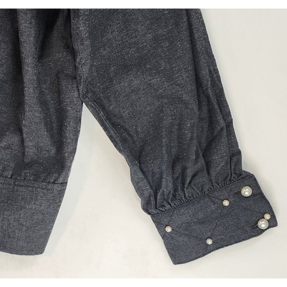 Starfire Jacket Womens 12 Gray Denim Quilted Pearl Accent Retro Vintage USA - Picture 9 of 11